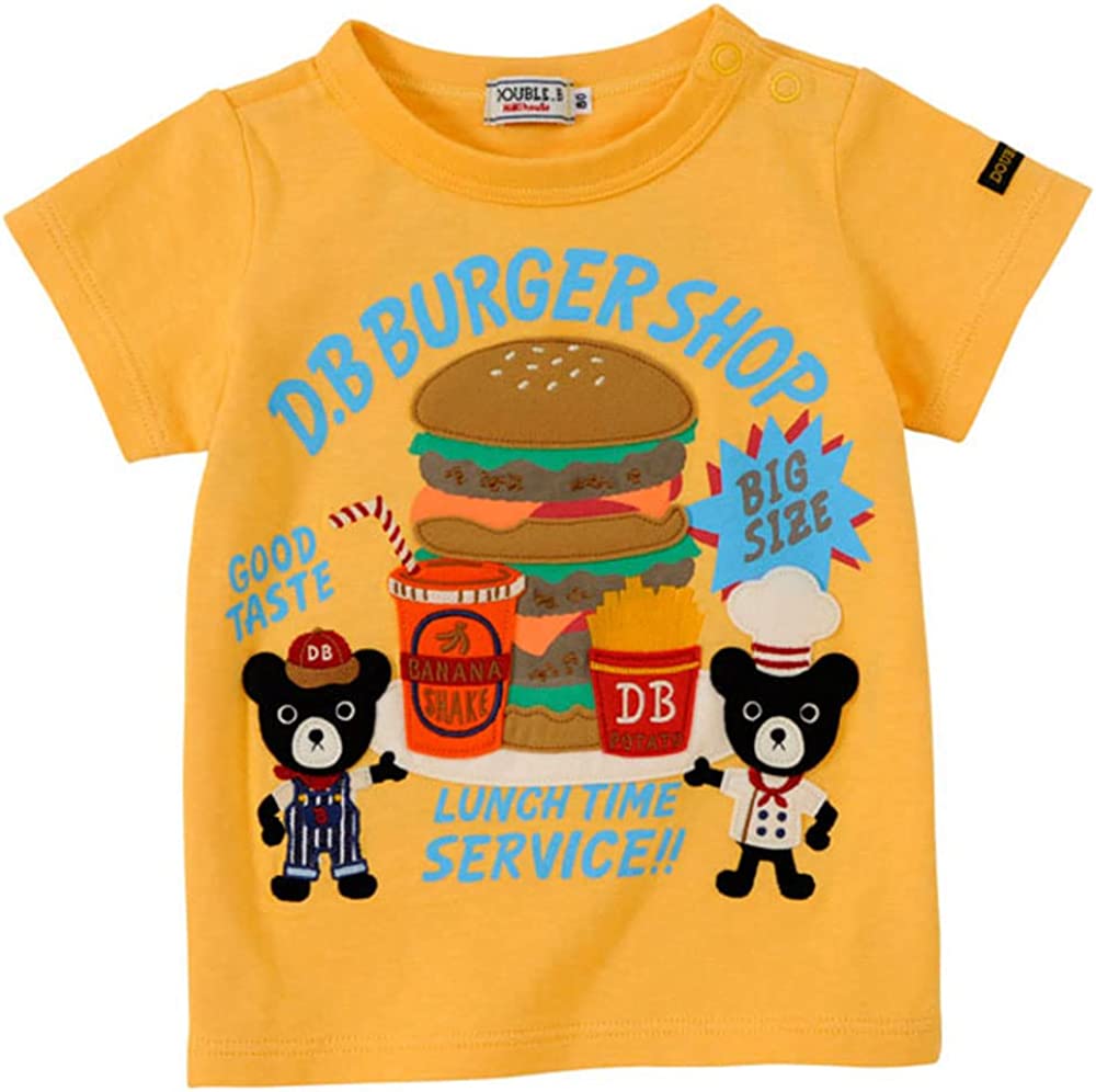 미키하우스 더블 B 햄버거 숍 B군 와펜 프린트 반소매 티셔츠 황 100cm